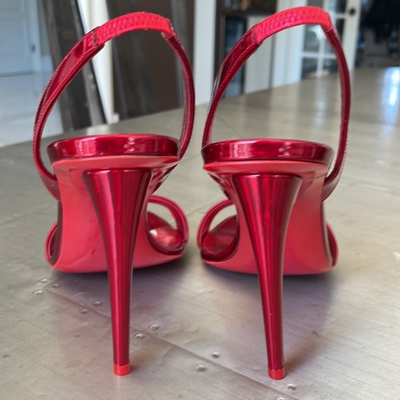 Christian Louboutin o Astrid red loubi metallic stiletto sandal 100mm sz 38 - Picture 5 of 11